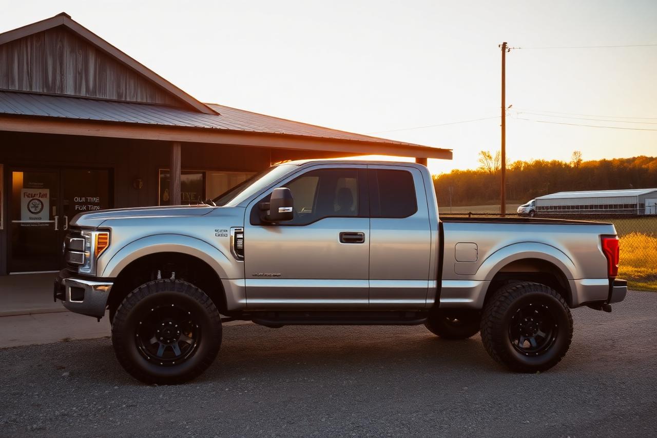 Pickup truck with new off-road tires from Summit Tire & Auto